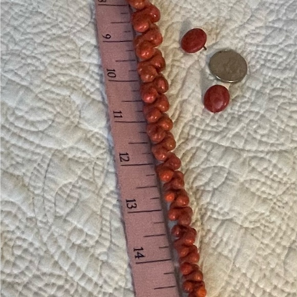 Jay King bold Red/orange sponge coral necklace and earring set - Picture 2 of 3